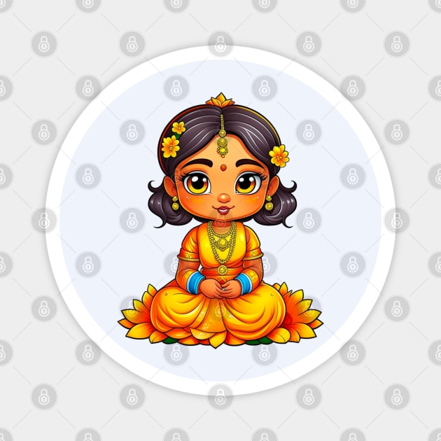 Gudi Padwa Chibi Girl Magnet by HolidayBug